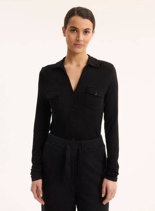 Anna 2 pocket shirt in Vicose / Elastane - MAJESTIC FILATURES