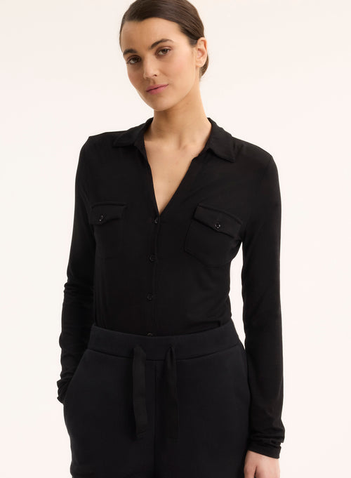 Anna 2 pocket shirt in Vicose / Elastane - MAJESTIC FILATURES