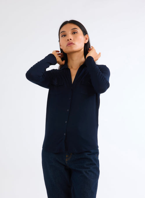 "Anna 2 pocket shirt in Vicose / Elastane" - MAJESTIC FILATURES