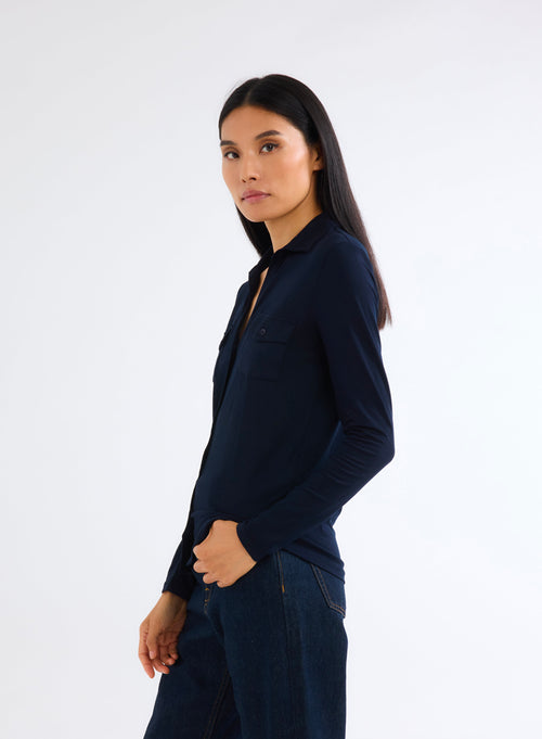 "Anna 2 pocket shirt in Vicose / Elastane" - MAJESTIC FILATURES