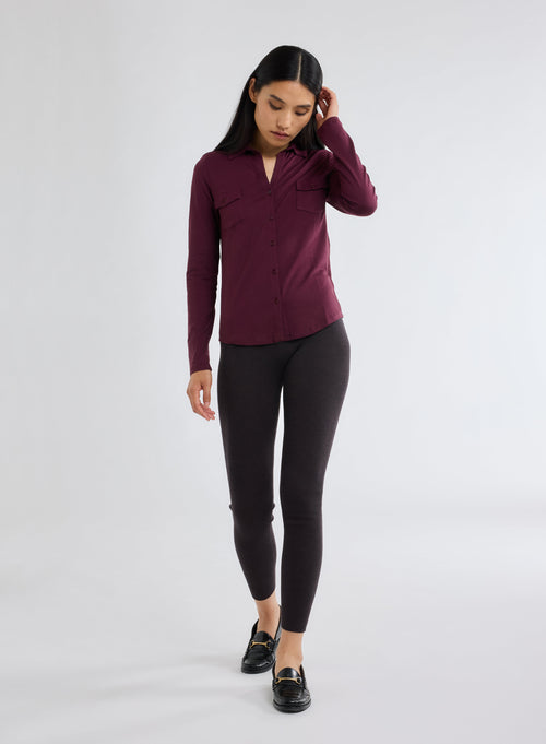 Chemise Violette Manches Longues - MAJESTIC FILATURES