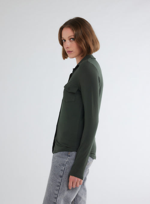 Green Long Sleeve Shirt - MAJESTIC FILATURES