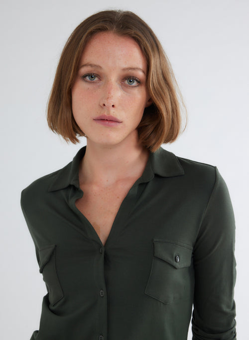 Green Long Sleeve Shirt - MAJESTIC FILATURES