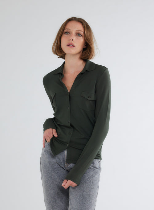 Green Long Sleeve Shirt - MAJESTIC FILATURES