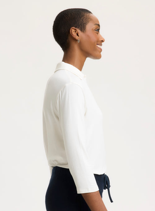 White Shirt 3/4 Sleeves - MAJESTIC FILATURES