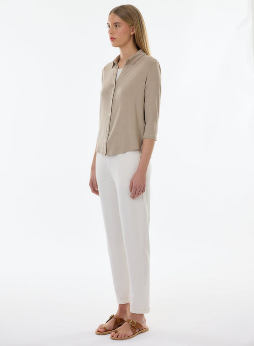 Chemise Beige Manches 3/4 - MAJESTIC FILATURES