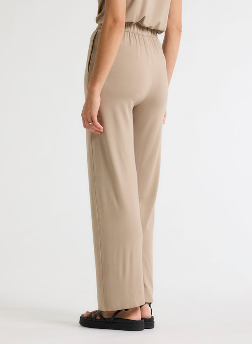 Beige Viscose Pants - MAJESTIC FILATURES