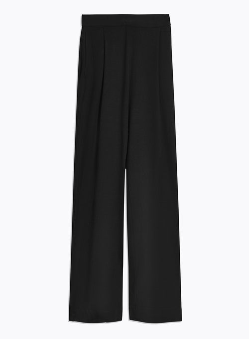 Black Pockets Pants with Elastic Waistband in Viscose and Elastane - MAJESTIC FILATURES