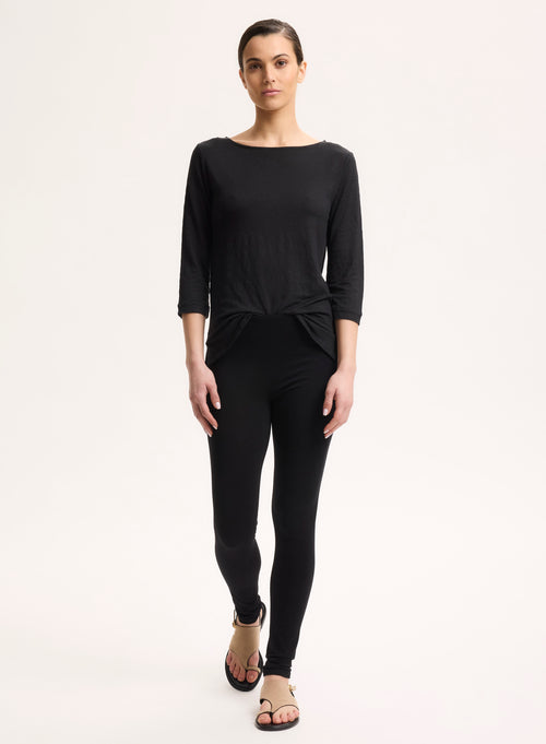 Legging Noir en Viscose et Élasthanne - MAJESTIC FILATURES