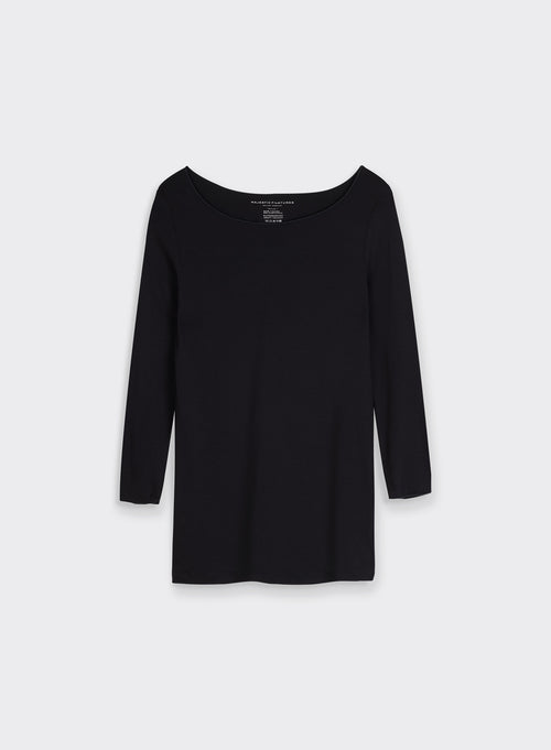 "Adèle Vicose / Elastane Boat Neck T-shirt" - MAJESTIC FILATURES