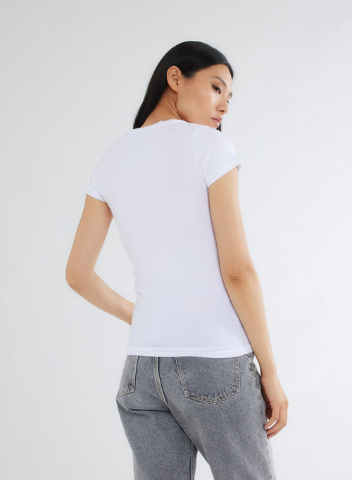 "Viscose / Elastane Short Sleeve Round Neck T-Shirt" - MAJESTIC FILATURES