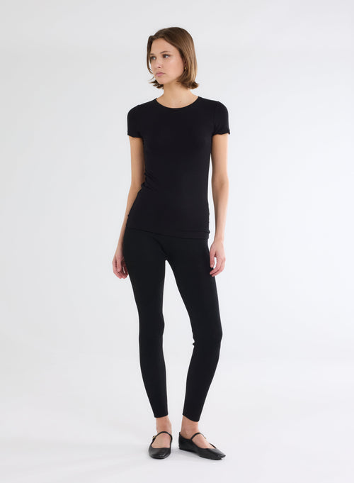 "Viscose / Elastane Short Sleeve Round Neck T-Shirt" - MAJESTIC FILATURES