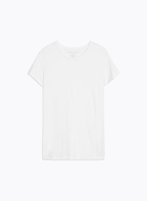 Camiseta blanca de manga corta con cuello redondo de viscosa y elastano - MAJESTIC FILATURES