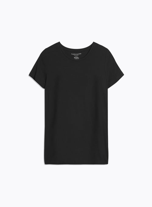 T-shirt Noir Col Rond Manches Courtes en Viscose / Elasthanne - MAJESTIC FILATURES