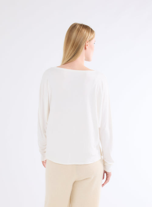 Grey Round Neck Long Sleeve T-shirt in Viscose and Elastane - MAJESTIC FILATURES