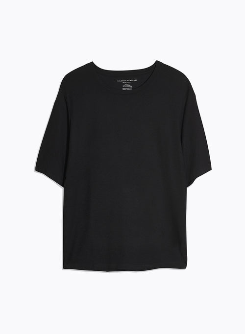 Black T-shirt Round Neck Short Sleeve - MAJESTIC FILATURES