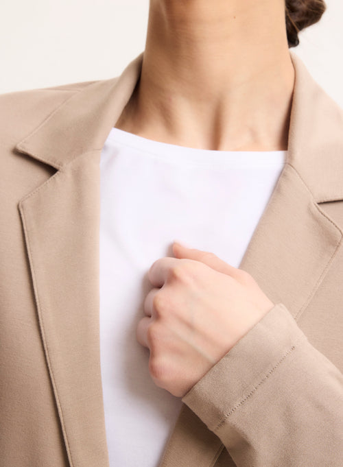 White T-shirt with boat neck and three-quarter sleeves - MAJESTIC FILATURES