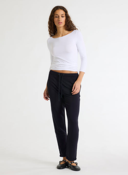 Daphne Viscose / Elastane cuffed hem pants - MAJESTIC FILATURES