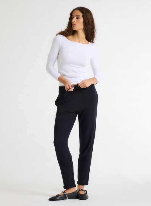 Daphne Viscose / Elastane cuffed hem pants - MAJESTIC FILATURES