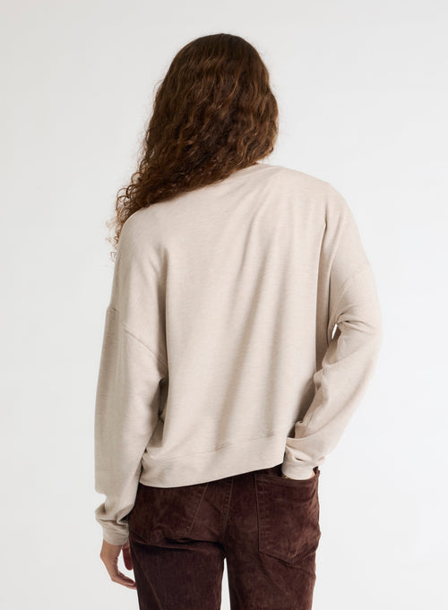 Beige Long Sleeve Round Neck Sweat Top - MAJESTIC FILATURES