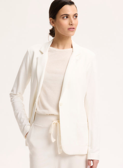 White Long Sleeve Viscose Jacket - MAJESTIC FILATURES