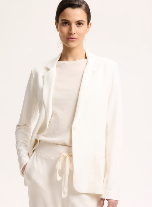 White Long Sleeve Viscose Jacket - MAJESTIC FILATURES