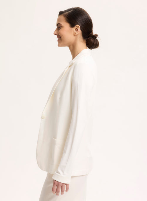 White Long Sleeve Viscose Jacket - MAJESTIC FILATURES