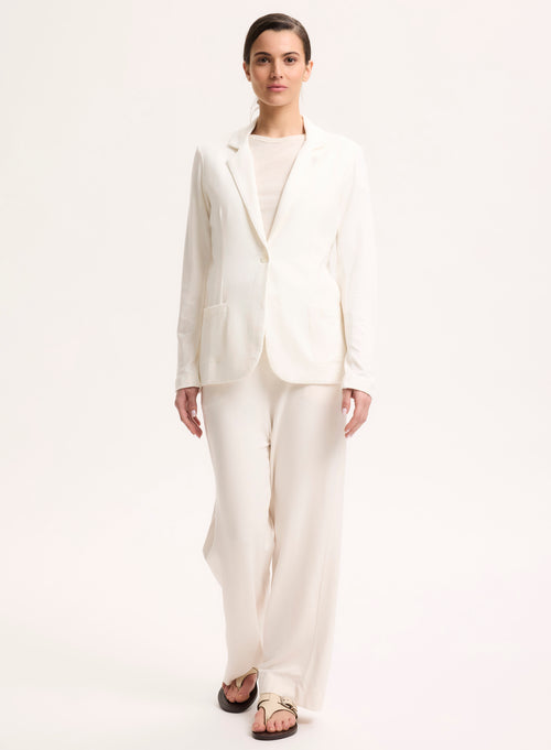 White Long Sleeve Viscose Jacket - MAJESTIC FILATURES