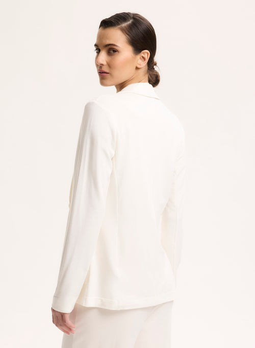 White Long Sleeve Viscose Jacket - MAJESTIC FILATURES