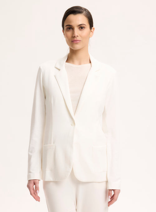 White Long Sleeve Viscose Jacket - MAJESTIC FILATURES