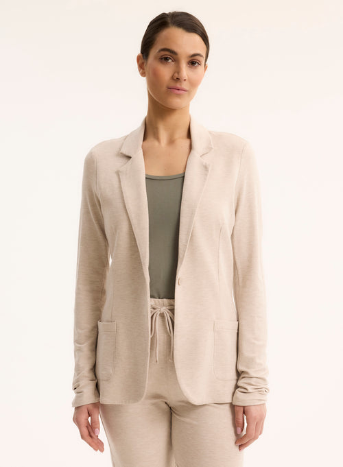 Veste Beige Col Veste Manches Longues - MAJESTIC FILATURES