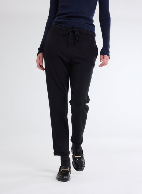 Pantalon Noir en molleton de Viscose / Élasthanne - MAJESTIC FILATURES