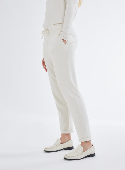 Pantalon Blanc en molleton de Viscose / Élasthanne - MAJESTIC FILATURES