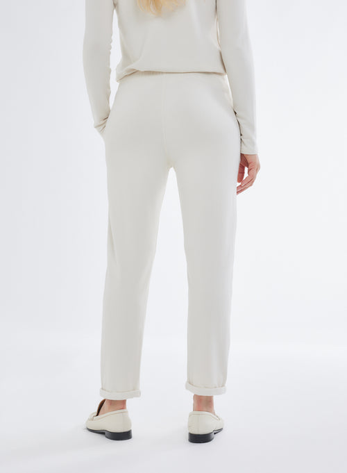 Pantalon Blanc en molleton de Viscose / Élasthanne - MAJESTIC FILATURES