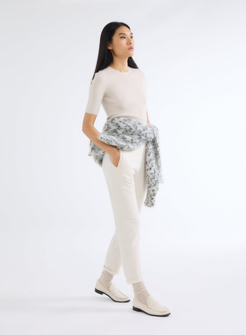 Pantalon Blanc avec Taille Élastique en Viscose et Élasthanne - MAJESTIC FILATURES