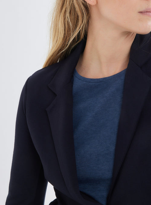 Veste Blazer Marine Manches Longues en Viscose et Elasthanne - MAJESTIC FILATURES