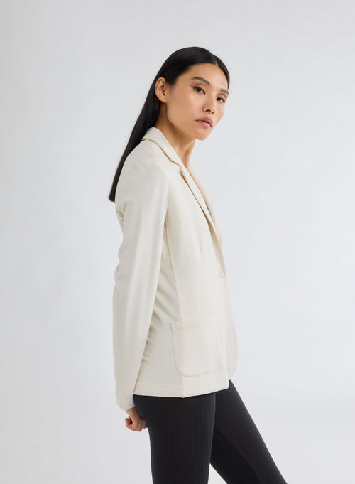 Veste Blanche Manches Longues en Viscose et Élasthanne - MAJESTIC FILATURES