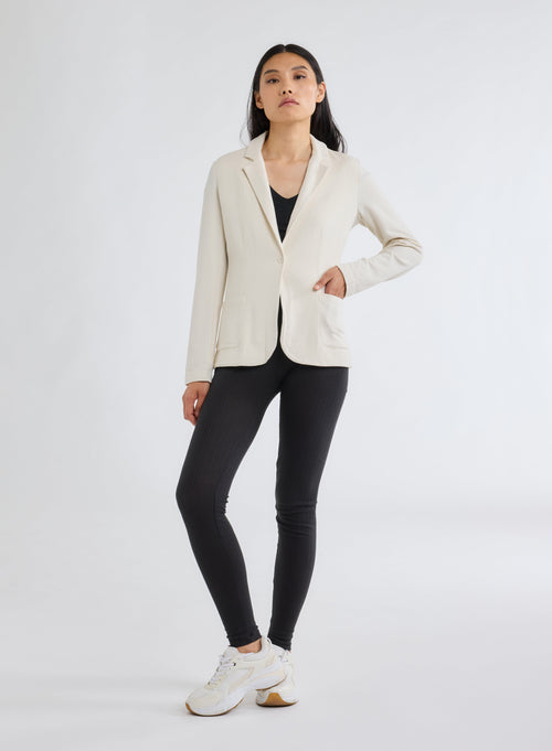 Veste Blanche Manches Longues en Viscose et Elasthanne - MAJESTIC FILATURES