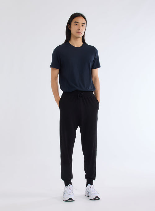 Pantalon Noir en Viscose / Elasthanne - MAJESTIC FILATURES