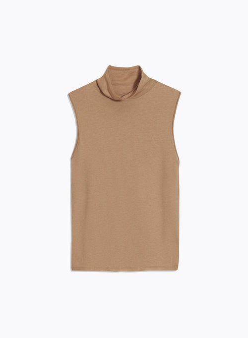 Camel Tanktop mit Stehkragen aus Baumwolle und Kaschmir - MAJESTIC FILATURES