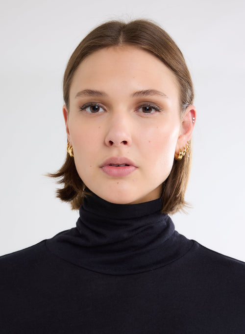 "Cotton / Cashmere Long Sleeve Turtleneck T-Shirt" - MAJESTIC FILATURES