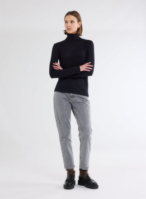 "Cotton / Cashmere Long Sleeve Turtleneck T-Shirt" - MAJESTIC FILATURES