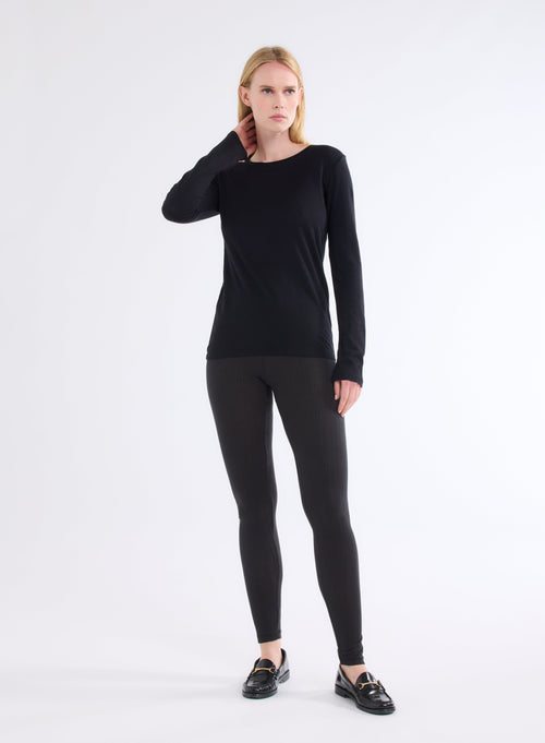 "Cotton / Cashmere Long Sleeve Round Neck T-Shirt" - MAJESTIC FILATURES