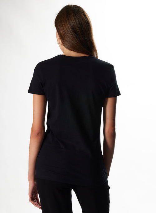 T-shirt Noir chiné Jamie Col Rond Manches Courtes en Coton organique - MAJESTIC FILATURES