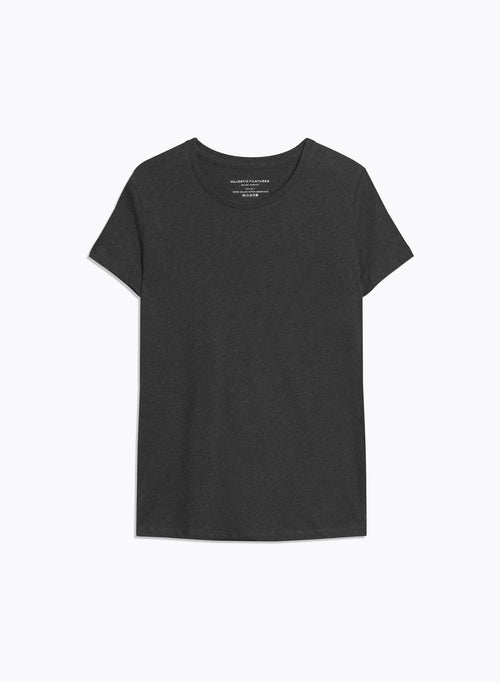 T-shirt Noir chiné Jamie Col Rond Manches Courtes en Coton organique - MAJESTIC FILATURES