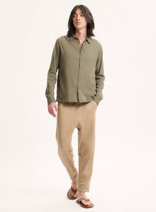 Green Long Sleeve Organic Cotton Shirt - MAJESTIC FILATURES