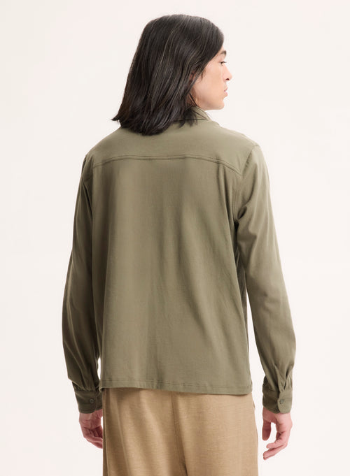 Green Long Sleeve Organic Cotton Shirt - MAJESTIC FILATURES