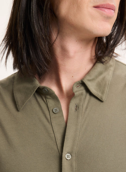 Green Long Sleeve Organic Cotton Shirt - MAJESTIC FILATURES