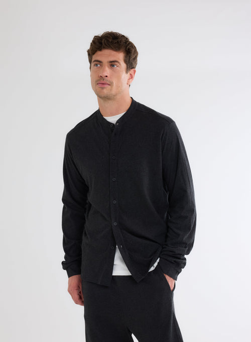 Chemise Noire Manches Longues en 100% Coton organique - MAJESTIC FILATURES