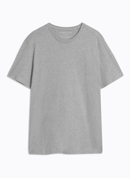 T-shirt Gris clair Julien Col Rond Manches Courtes en Deluxe Coton - MAJESTIC FILATURES